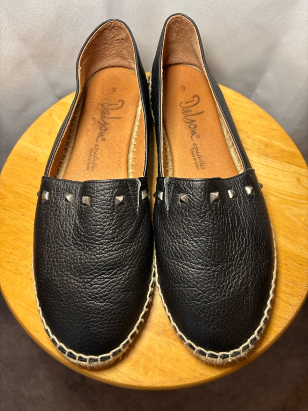 Dalson Leather Espadrilles Made in Spain Studded Black EU 40 US 9 - Picture 3 of 8